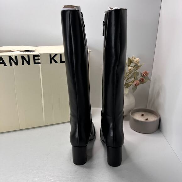 Anne Klein Taesa Square Toe Knee High Boots Block Heel Black Womens 6M NWB - Picture 6 of 11